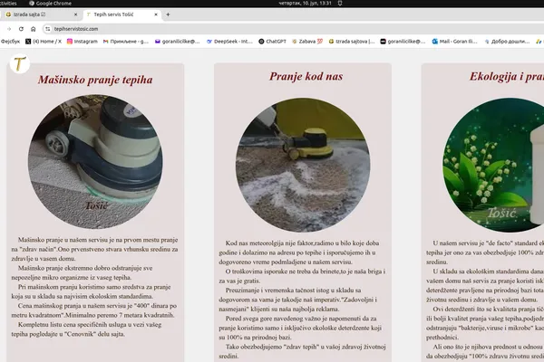 dizajn tepih servis web sajta